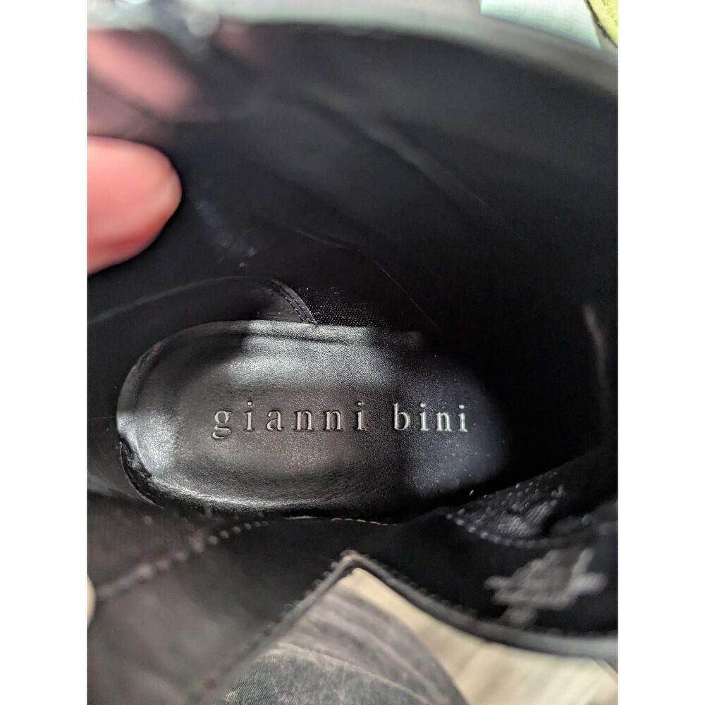 Gianni Bini Omarrah black leather platform lug bootie heels womens 9 - Picture 7 of 9